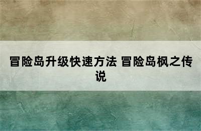 冒险岛升级快速方法 冒险岛枫之传说